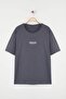 Antrasit Oversize Fit %100 Pamuk Ön ve Arka Baskılı Örme Büyük Beden T-Shirt TBBSS25BF00002 - 5