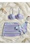 Sea Shell Bikini Set 3-Piece |   Hologram |   Skirted Bikini & Pearl Strap |   High Waist Top Wide Cut Swimsuit Set