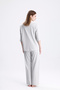 Women's Gray 3-Piece Home Wear Set Bustier, Pants and Tie Top - 2