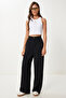 Black Palazzo Draped Trousers - Lrv0020
