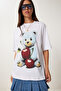 Teddy Bear Printed Cotton Knitted T-Shirt White Lub0122 - 2