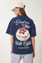 Embossed Printed Knitted T-Shirt Dark Blue Lcr0067 - 2