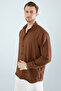 Men's Dark Brown Linen Textured Oversize Shirt (Oversized) - 6