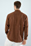 Men's Dark Brown Linen Textured Oversize Shirt (Oversized) - 7
