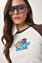 Contrast Color Printed Knitted T-Shirt Brown Bone Lcr0062 - 3