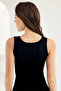 Black Women's 100% Cotton Ribbed Breathable Wide Strap Women's Tank Top Ceylanoğlu - 4