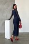 Tulle Fabric Gather Detailed Pencil Dress - Navy Blue New - 5