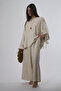 Women's Cotton Crew Neck Sleeve Tie up Loose Blouse Suit - 5