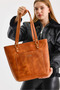 Tan Tote Genuine Leather Women's Shopping Handbag and Shoulder Bag - 2