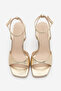 Women's Blunt Toe Ankle Strap Classic Heeled Sandals Vados Gold - 7