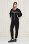 Women's Cotton Full Zip Hooded Tracksuit Set Black 5552-S - 3