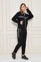 Women's Cotton Full Zip Hooded Tracksuit Set Black 5552-S - 5
