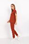 Unisex Women Men Tile Red Snap Button Mandarin Collar Soft Lycra Scrub Set - 5