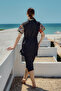 Front Covered Parachute Short Sleeve Semi-Closed Swimsuit Nurel R2607 - 6