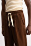 Brown Pants with Draped Lace Detail - 4