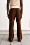 Brown Pants with Draped Lace Detail - 5