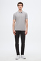 Regular Fit Gray Pique Textured 100% Cotton Non-Curling Polo Neck Embroidered T-Shirt - 4
