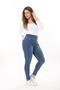 Women's Large Size Navy Blue Belt Detailed Waist Side Zipper Back Pocket Jeans 65N37645 - 6