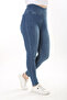 Women's Large Size Navy Blue Belt Detailed Waist Side Zipper Back Pocket Jeans 65N37645