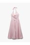 Comfortable Fit Floral Applique Detail Halter Neck Midi Dress - 4