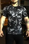 تي شيرت YHH للتدريب على الضغط - نمط رقمي أسود للرجال