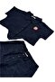 Girl's Navy Blue Strawberry Embroidered Top Short Sleeve Shirt Bottom Short Set - 3