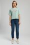 Funny Mid-High Waist Straight Cut Straight Leg Blue Women's Jean Pants