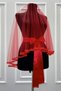 Red Bridal Veil Set, Glass Beads and Pearl Embroidered, Henna Night Veil Set 6 Pieces - 5