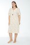 Women's Plus Size Floral Print 100% Cotton Short Sleeve Nightgown / Cream-Purple - 501-B - 3