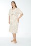 Women's Plus Size Floral Print 100% Cotton Short Sleeve Nightgown / Cream-Purple - 501-B - 5