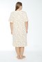 Women's Plus Size Floral Print 100% Cotton Short Sleeve Nightgown / Cream-Purple - 501-B - 6