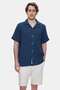 Dismas Navy Blue Muslin Embroidered Standard Fit Men's Shirt
