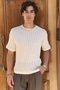Joseph Men's Round Collar Ecru Knitwear T-Shirt - 3