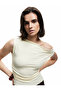 Wrap Fabric Textured Draped Boat Neck Sleeveless Blouse
