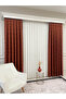 Brick Color Pompom Pufy Background Curtain 1/3 Sik Pleat - 7