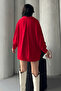 Women's Perla Red Single Pocket Oversize Shirt, Wide Fit Shirt, Aerobin Shirt - 4
