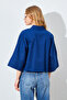 Low Sleeve Grass Crop Poplin Shirt - Navy Blue |   Mk161451-01 - 5
