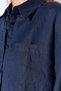 Navy Blue 100% Pure Linen Washed Luxury Single Pocket Oversize Women's Shirt - 9571 - 4