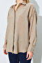 Modal Fabric, Straight Cut, and Long Sleeve Shirt. Comfortable Fit - Stone |   Mkes168262-1 - 4