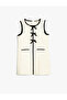 Crew Neck Pocket Detailed Bow Tweed Gilet Dress - 2