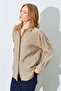 Modal Fabric, Straight Cut, and Long Sleeve Shirt. Comfortable Fit - Stone |   Mkes168262-1 - 2