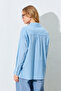 Classic Collar, Long Sleeves and Full Length Buttoned Oversize Shirt. Flowy and Comfortable - Blue |   Mkes161201-10 - 5