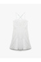 Poplin Slim Fit Cross Strap Pleated Mini Fishtail Dress - 3