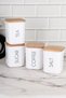 4-Piece Wooden Vacuum-Lid Storage Jar Set English Tea, Sugar, Coffee, Salt Acrylic Jar 900 ml - 7