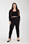 Narrow Leg Fabric Trousers with Pockets and Elastic Waist G119-1 - 2