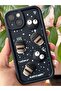 iPhone 15 Case Designed with Patterned Camera Protection Coffee Cookie Black Soft Silicone Cover - 6