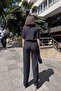 Women's Black Jacket Collar Elastic Waist Jumpsuit - 700-2622 - 4