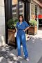 Women's Indigo Jacket Collar Elastic Waist Jumpsuit - 700-2622 - 8