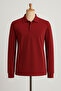 Unisex Polo Neck Long Sleeve Claret Red T-shirt