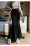 Black Women's Velvet Maxi Skirt Fishnet & Gathered